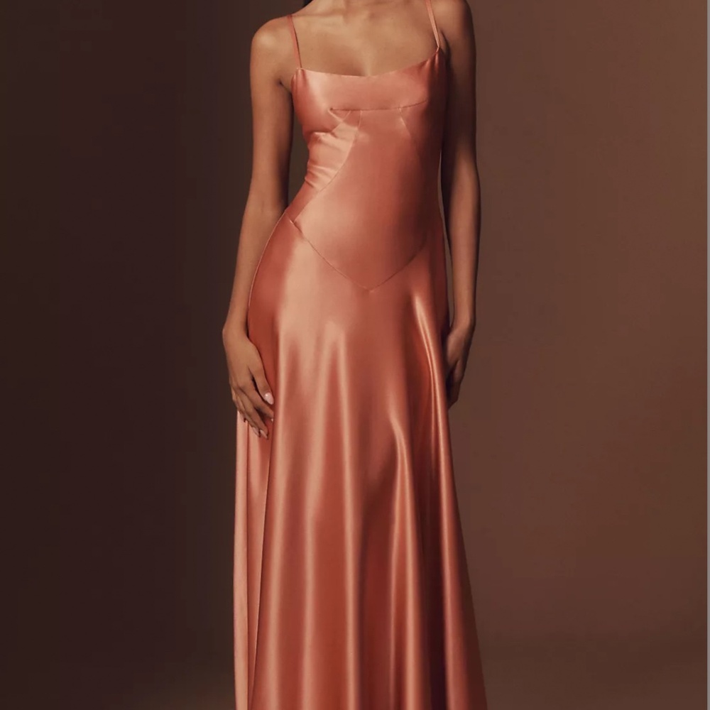 Anthropology Mare Mare Emmy Satin Corset Maxi Dress